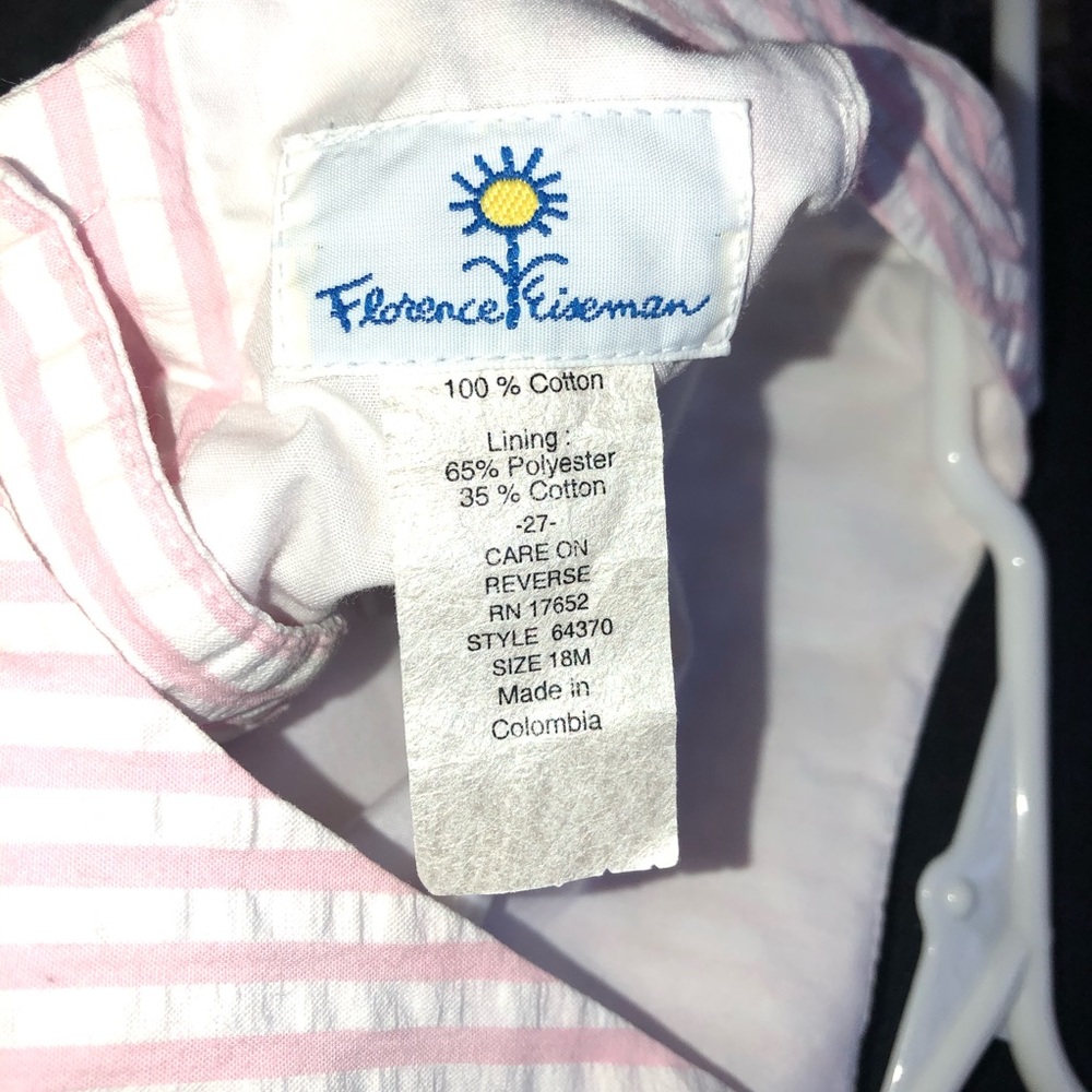 Pink and white seersucker flower dress